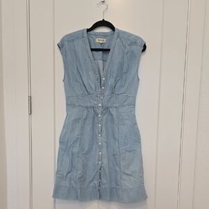 Madewell Light Blue Button-Front Mini Dress